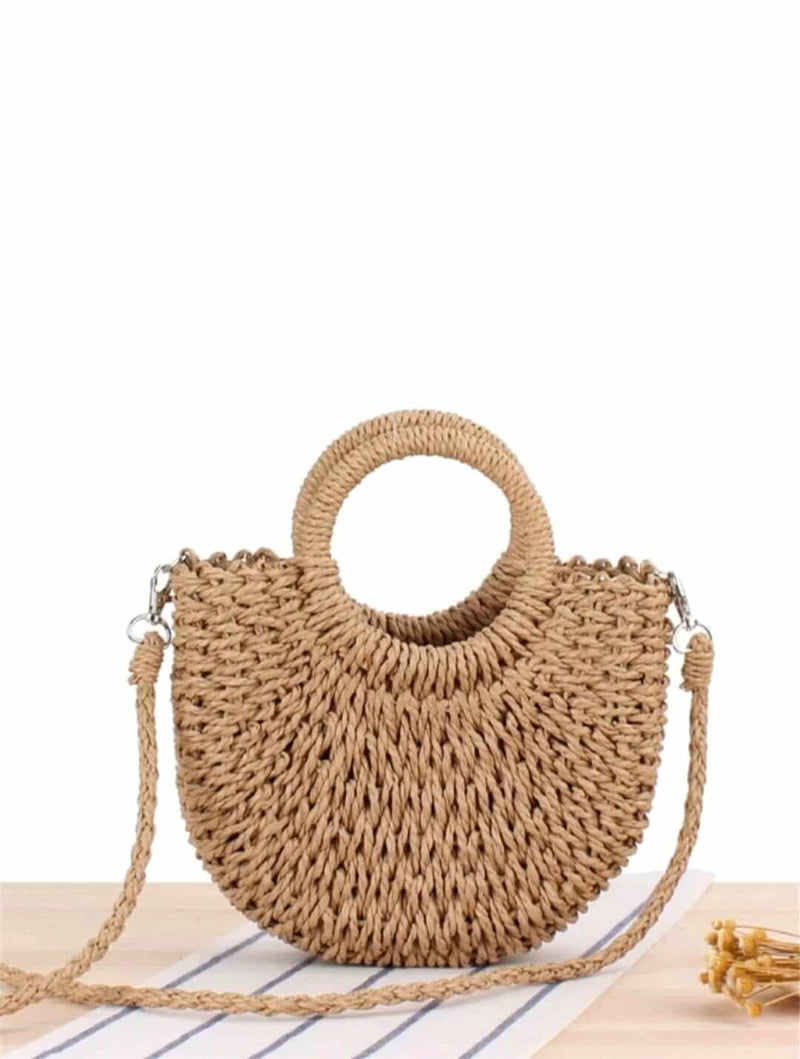 Bolsa de Palha Rattan Meia Lua