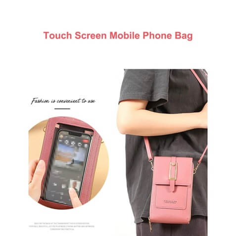 Bolsa Feminina Transversal Porta Celular 2 em 1 com Touch Screem
